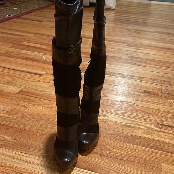 LUCA Stefani Alicia Black Leather/Suede Tall - Picture 2 of 7